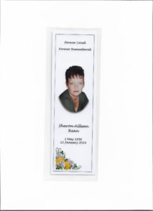 Sharon Aileen Rean – Funeral Bookmark